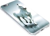 Paarden hoesje wit siliconen iPhone 6 (S) Plus