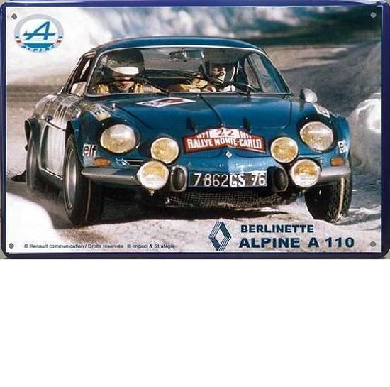 Renault Alpine A110 Berlinette Metalen Wandbord 30 x 40 cm.