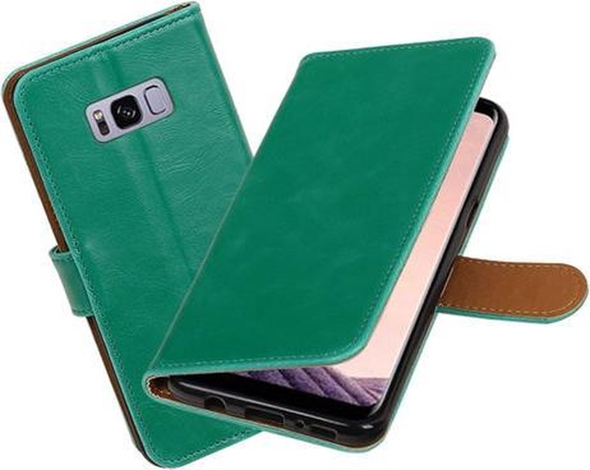 BestCases.nl Groen Pull-Up PU booktype wallet cover hoesje voor Samsung Galaxy S8