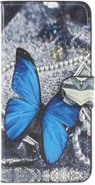 Blauw vlinder agenda wallet hoesje Huawei P20