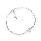 Bracelet Tennis Heart Zircons Silver
