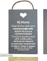 S156 Bij Mama Greywash witte letter steigerhouten tekstbord.