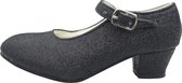 Spaanse Prinsessen schoenen zwart glitter maat 39 (binnenmaat 25 cm) bij jurk