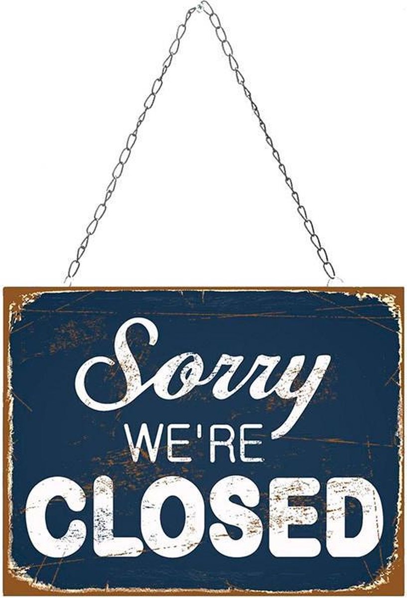 Signs-USA Sorry-We-Are-Closed Retro wandbord voor winkel of huis Amerika USA metaal 33 x 40 5 cm