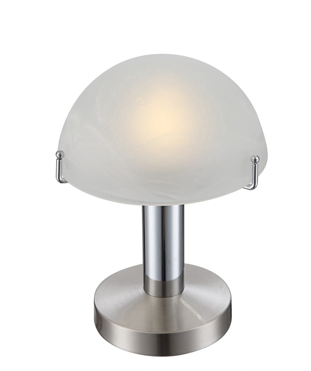 Tafellamp Globo Otti LED - Nikkel mat/Chroom - Albaster wit glas
