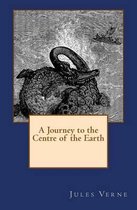 Boekomslag van 'A Journey to the Centre of the Earth' met een zeemonster dat een schip aanvalt.