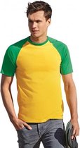 Heren baseball t-shirt geel groen 2XL geel/groen