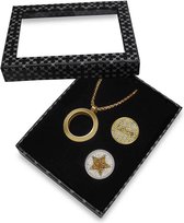 LOCKits Gift Set - 989900081 - Goudkleurig Edelstalen Hanger met Ketting - Love Munt & Gele Ster - Zilverkleurig