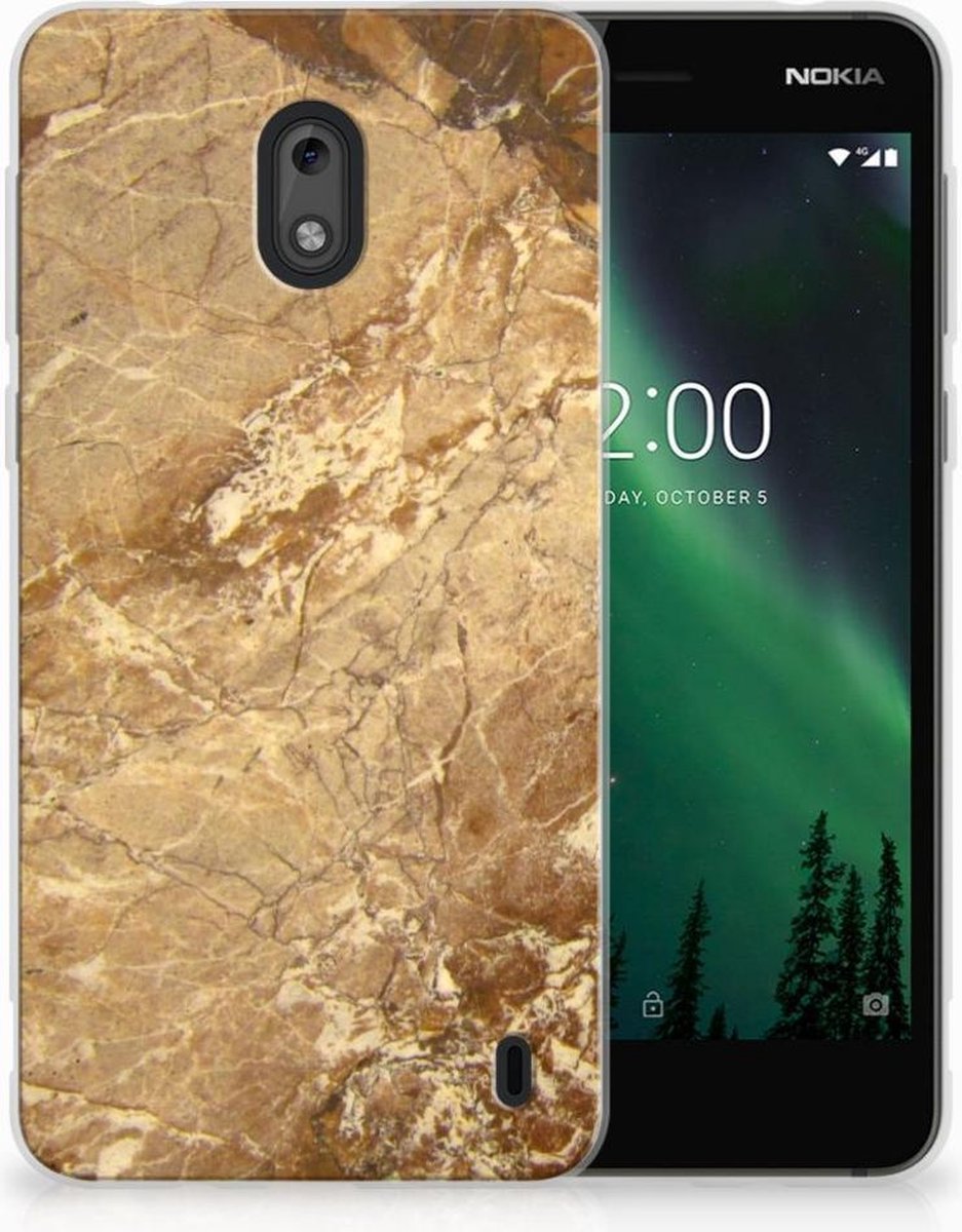 Nokia 2 TPU Siliconen Hoesje Marmer Creme