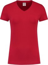 Tricorp Dames T-shirt V-hals 190 grams - Casual - 101008 - Rood - maat S