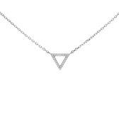 Lovenotes ketting - zilver - gerodineerd - driehoek - zirkonia - 39 + 4 cm