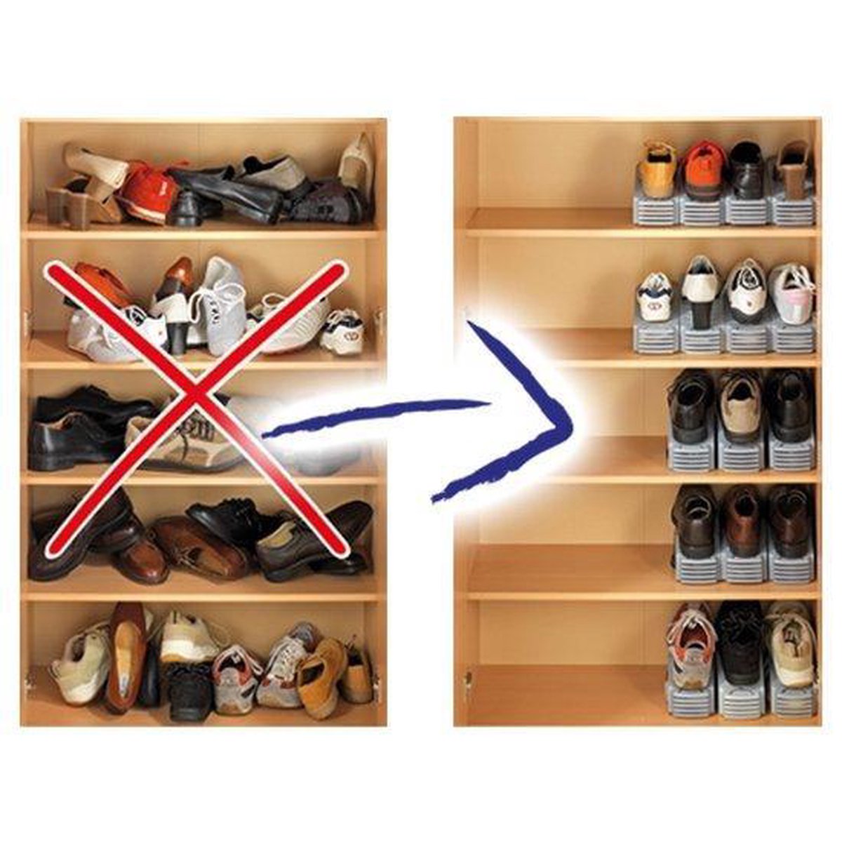 Bol Com 10 X Verstelbare Schoenen Organizers Zwart Opbergsysteem Zwart