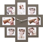 Deknudt Frames Wandklok met 8 foto's - Taupe - S65SM9