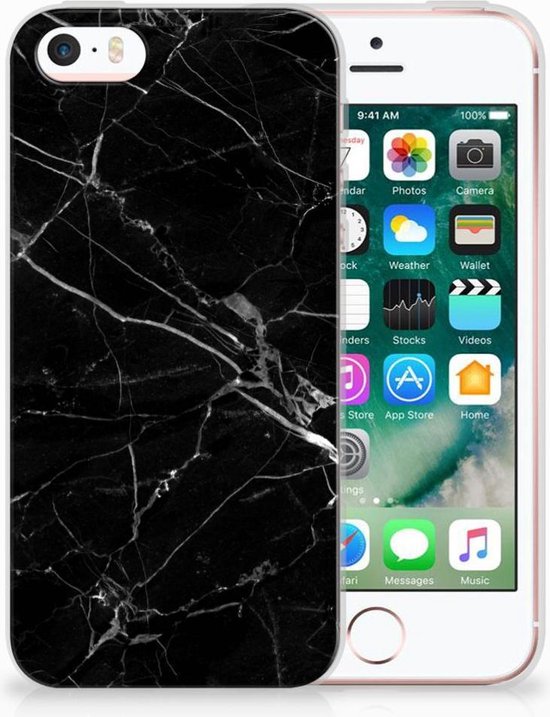knijpen Tub mosterd Apple iPhone SE | 5S Uniek TPU Hoesje Marmer Zwart | bol.com