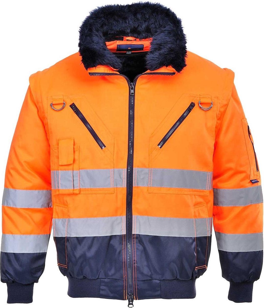 Pilotjack 3in1 Oranje/blauw met reflectiestrepen Portwest PJ50.