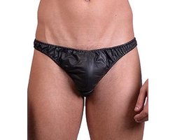 Mister B leren heren string slip - zwart small