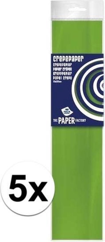5x Crepe papier plat limegroen 250 x 50 cm - Knutselen met papier - Knutselspullen