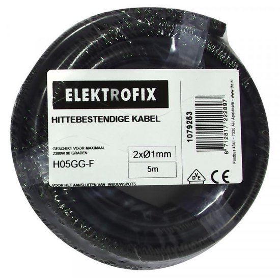 Elektrofix Hittebestendige kabel - tot 90 graden - 2x1mm² - 5 meter |  bol.com