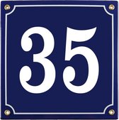 Emaille huisnummer blauw nr. 35
