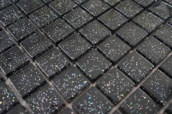 Chemicaliën Supersonische snelheid Onderdrukken Mozaiek tegel glas zwart glitter 30 x 30 | bol.com