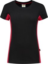 Tricorp t-shirt bi-color Dames - 102003 - zwart / rood - maat XL