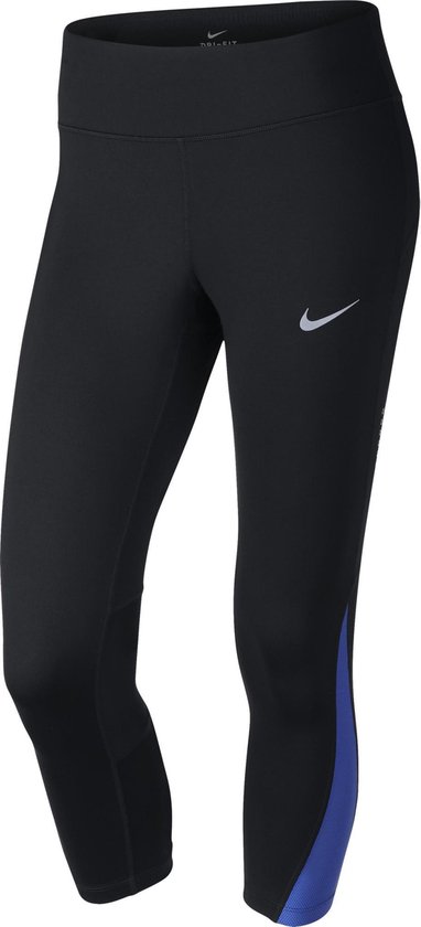 Nike Power Crop Racer - Loopbroek - Dames - Black/Paramount Blue - Maat S |  bol.com