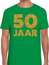 50 Jaar goud glitter verjaardag t-shirt groen heren M