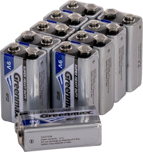 Greenmax 9V super heavy duty batterij - 10 stuks - 6F22
