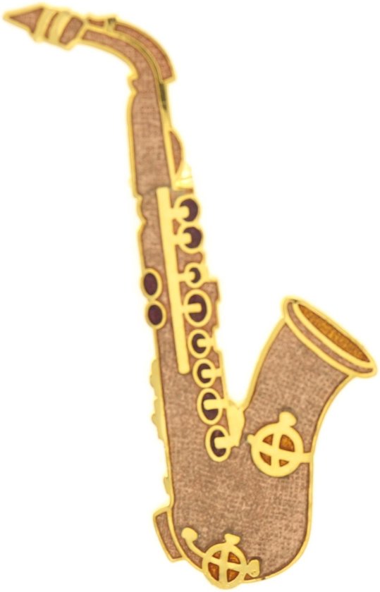 Behave Broche muziek instrument saxofoon bruin emaille