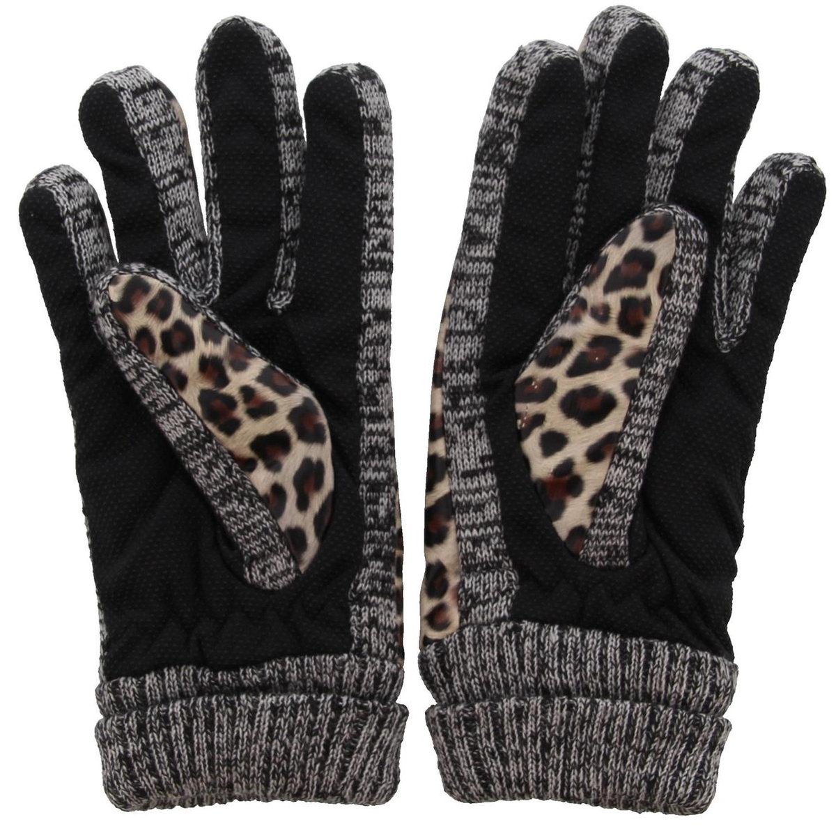 Handschoenen met Panterprint - Luipaard - Dames - One Size - Grijs en Beige  - Dielay | bol.com