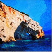 Graphic Message - Tuin Schilderij op Outdoor Canvas - Zakynthos Griekenland - Zee Strand - Print