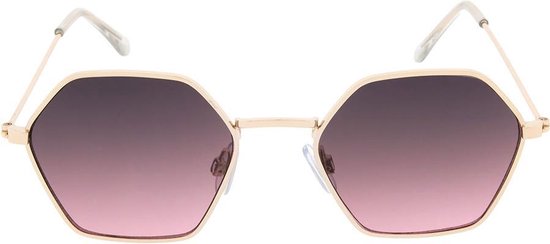 Icon Eyewear Zonnebril BEE - Licht goudkleurig montuur - Bruin met roze glazen