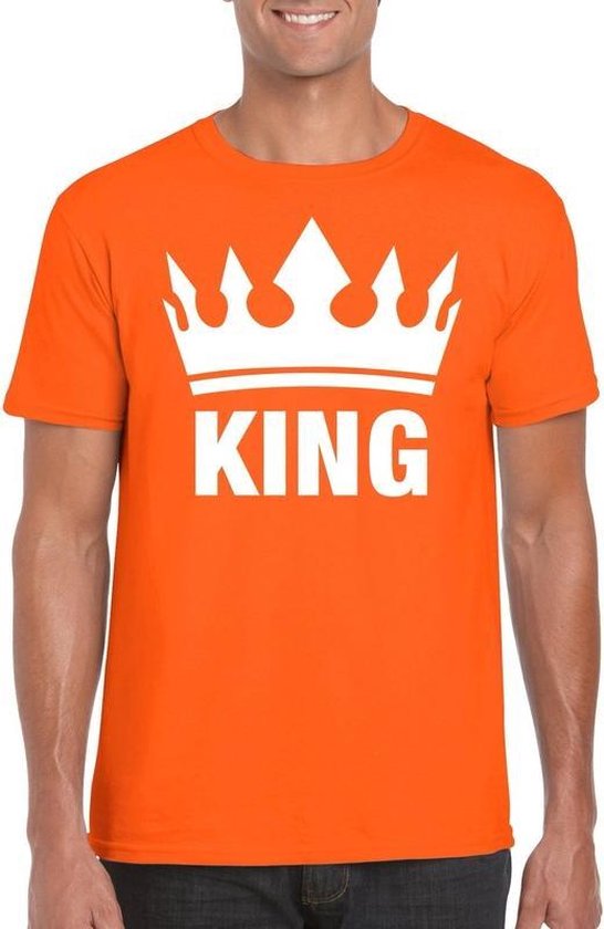 het is mooi het spoor borstel Oranje Koningsdag King shirt met kroon heren - Oranje Koningsdag kleding.  XXL | bol.com