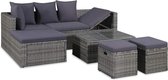 Loungeset poly rattan grijs 14-delig  (incl. Fleecedeken)