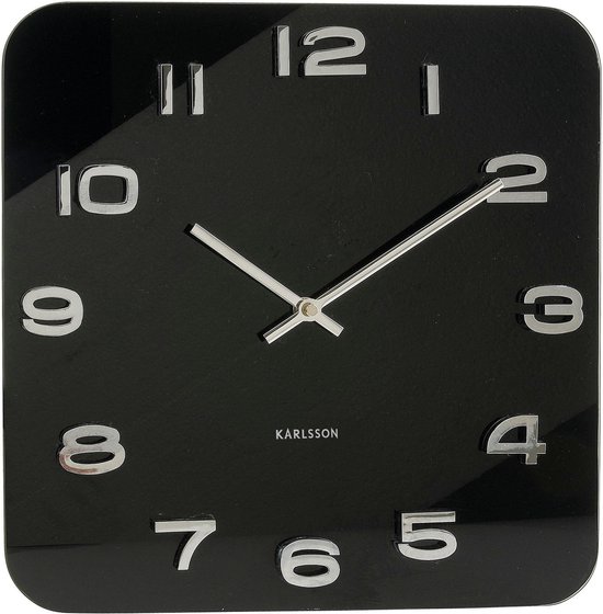 Karlsson Vintage Square - Horloge - Carré - Verre - 35x35 cm - Noir |  bol.com