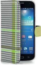 Celly Samsung Galaxy S4 Mini Icon Pied De Poule Wallet Case Green