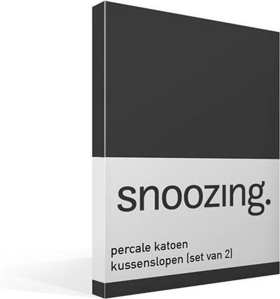 Snoozing - Percale katoen - Kussenslopen - Set van 2 - 60x70 cm - Antraciet