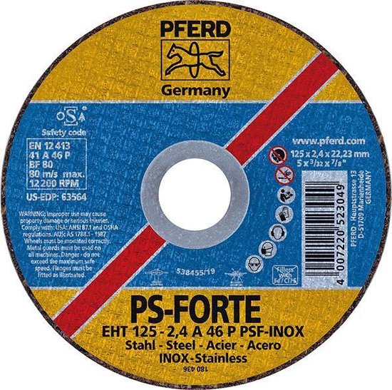 Pferd Psf Steelox 61730100 Doorslijpschijf Recht 115 Mm 22.23 Mm 25 Stuks
