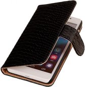 Snake Bookstyle Wallet Case Hoesjes voor LG G2 Zwart