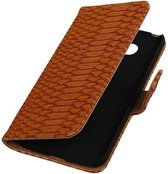 Snake Bookstyle Wallet Case Hoesje voor LG G5 Bruin