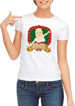 Foute Kerst shirt voor dames - Touch my jingle bells - wit M