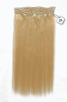 Clip in Extensions, 100% Human Hair Straight, 22 inch, kleur #22 Hollywood Blonde