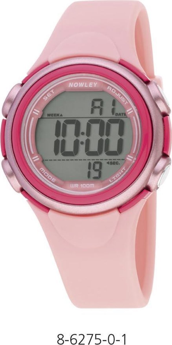 Nowley 8-6275-0-1 digitaal horloge 36 mm 100 meter roze