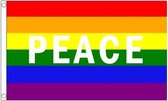 Regenboog Peace vlag 90 x 150 cm
