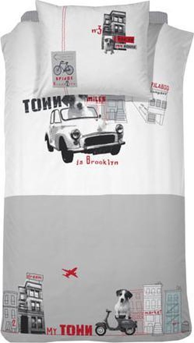 Damai Brooklyn Dekbedovertrek - Eenpersoons - 140x200/220 cm - Grijs