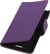 HTC One SV - Effen Paars Booktype Wallet Hoesje
