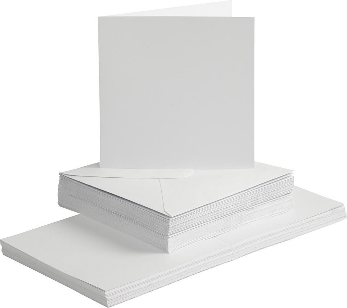 Kaarten en enveloppen, afmeting kaart 15x15 cm, afmeting envelop 16x16 cm, 50 sets, wit - Creotime