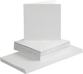 Kaarten en enveloppen, afmeting kaart 15x15 cm, afmeting envelop 16x16 cm, 50 sets, wit