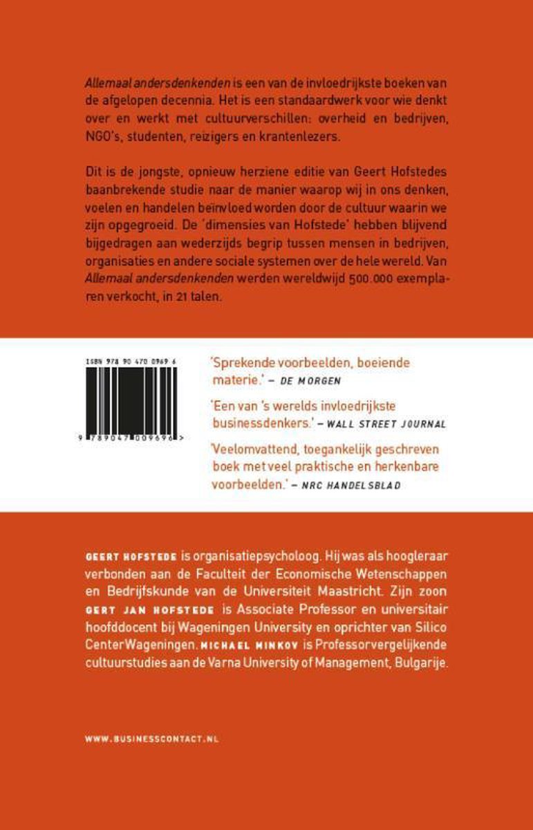 Achterkant van het boek Allemaal andersdenkenden. Bevat beschrijvingen, recensies, ISBN en auteursinformatie.