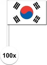 100x Zuid Koreaanse zwaaivlaggetjes 12 x 24 cm